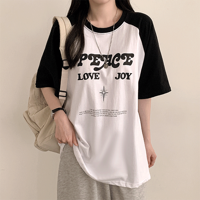 [1+1할인/루즈핏] 웨이 피스 나그랑 세미 오버핏 반팔 티셔츠 (4color)